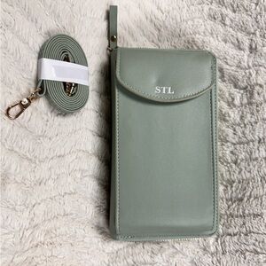 STL SELENA THE LABEL-CONVERTIBLE CLUTCH WALLET SAGE GREEN FAUX LEATHER NWOT